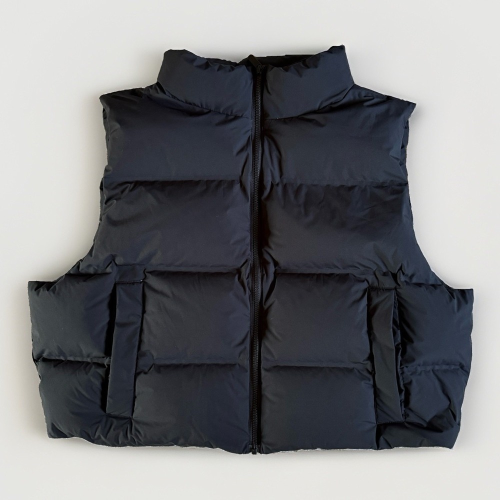 Nuuds Goose Down Puffer Vest XL Black Minimalist Utility Insulated Scandi Basic